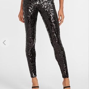 NEW! High Rise Black Sequined Stretch Legging